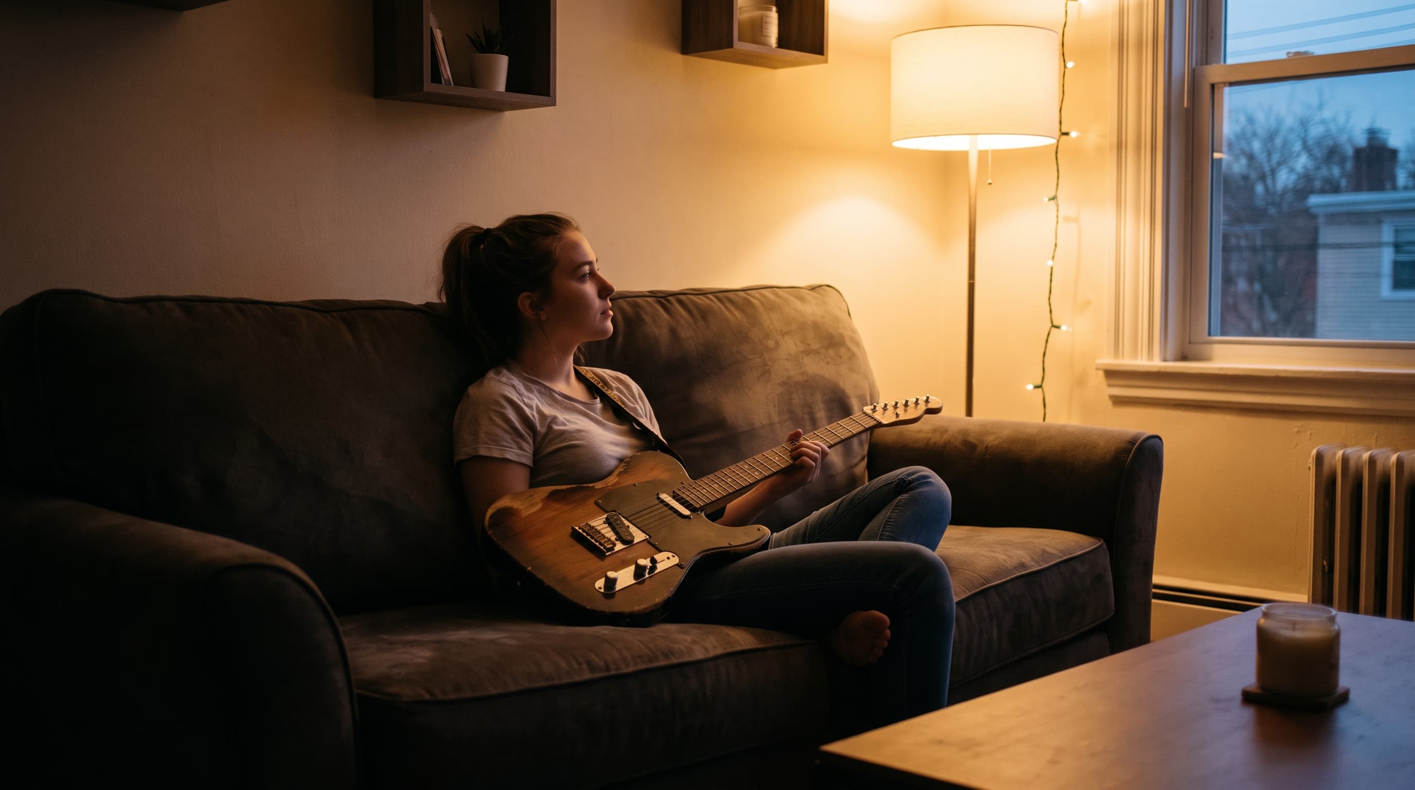 playing guitar neck
