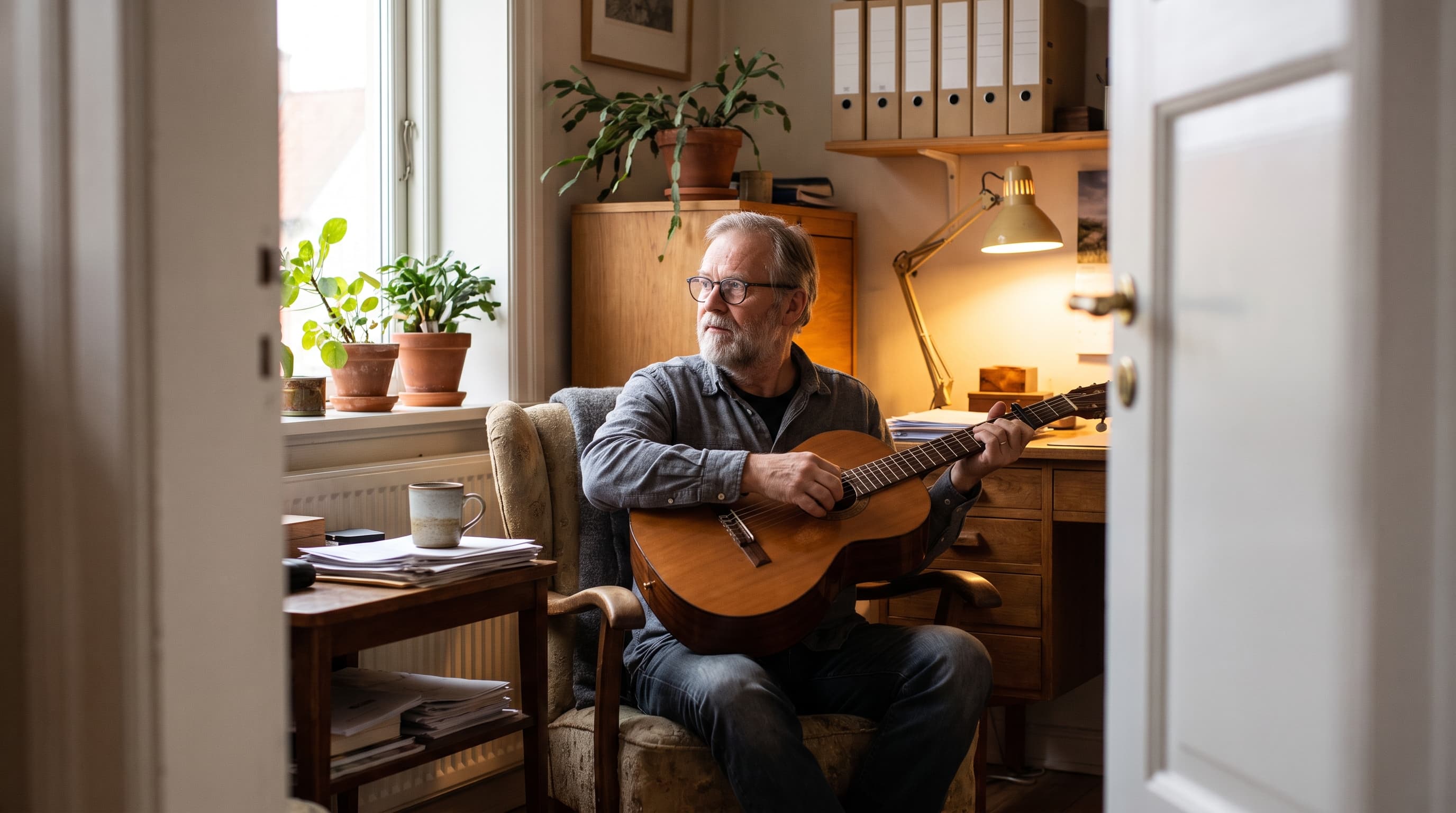 fingers pressing frets