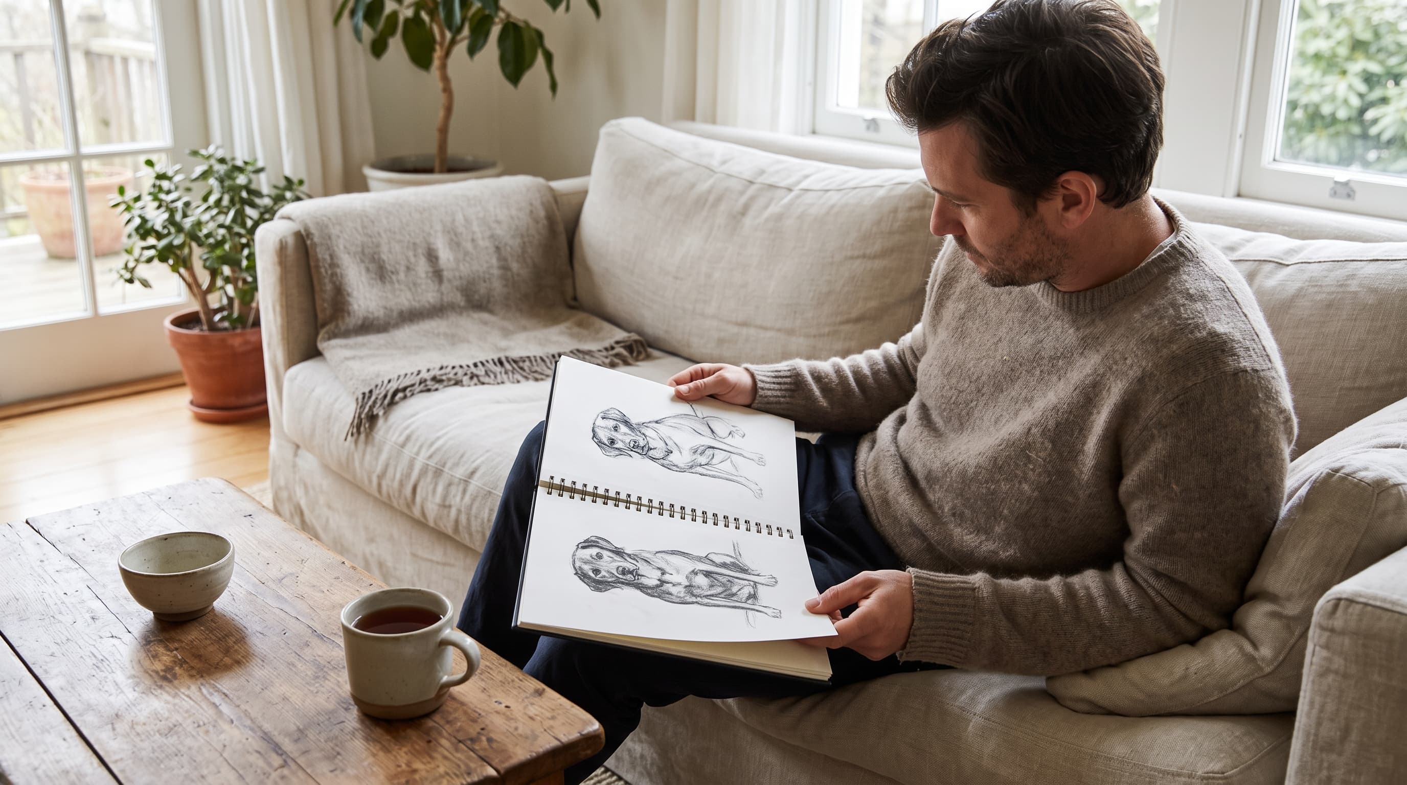 person drawing dog